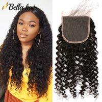 Wholesale BellaHair X4 inch Curly Wave HD Swiss Lace Closure Brazilian Peruvian Virgin Natural Black With Baby Hair Soft