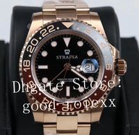 Wholesale Luxury Rose Gold L Steel Watch Mens GM Factory Automatic ETA Black Brown Bezel Cerachrom Men Gmt II Chnr Master Pepsi Watches