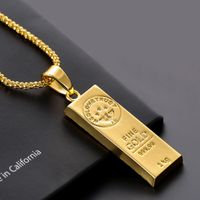 Wholesale Metal Necklace Iced Out Golden Bar shape Pendant Round Box Chain Fortune Charm Necklace Hip Hop Mens Christmas Gift YD0208