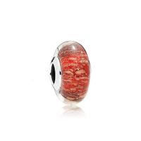 Wholesale NEW Sterling Silver Glamour Red Twinkle Charm Glass Bead Original Women Wedding Fashion Jewelry Gift