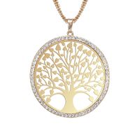 Wholesale Hot Tree of Life Crystal Round Small Pendant Necklace Gold Silver Colors Bijoux Collier Elegant Women Jewelry Gifts Dropshipping