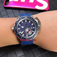 Wholesale 6 style high quality Watch Hammerhead Shark Diver Deep Dive Automatic Mens Watch LE HAMMER Blue Dial Rubber Strap Gents Watches