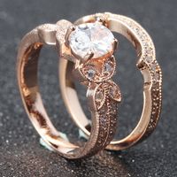 Wholesale Elegant Rose Gold Color Butterfly Zircon Rings Set for Women Girls Unique Wedding Band Finger Ring Fashion Ladies Jewelry anel