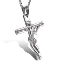 Wholesale New L Surgical Stainless Steel Crucifix Cross Pendant Necklace Classic Religious Jewelry for Women Men Titanium Steel Guitar Necklace