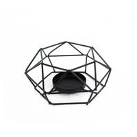 Wholesale Black Wire Geometric Candle Holder Iron Frame Votive Tea Light Stand Modern Minimalist Decoration Small Large