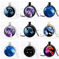Wholesale New wolf totem time gemstone pendant necklace sweater chain DJN333 mix order Pendant Necklaces jewelry