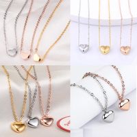 Wholesale 18K Rose Gold Silver Gold Plated L Stainless Steel Pendant necklace Flat bottom solid love necklace the best gift to women