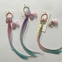 Wholesale Girls Colorful Unicorn Wigs Ponytail Hair Ornament Headbands Rubber Bands Beauty Hair Bands Hairpins with card Kids Hair Accessories