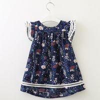 Wholesale Baby girls floral Flying sleeve Dresses kids cotton flower skirts children summer boutiques clothing very good quality