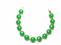Wholesale Koraba k Yellow Gold Plated Women Green Jade Gemstone Beads Chain Healing Jewelry Bracelet