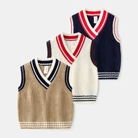 NUOVA Uniforme Scolastica Collo A V Canotta Bambini Lavorato A Maglia Maglione Senza Maniche Top Schoolwear