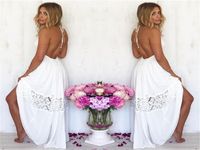 Wholesale Dress White Backless Wrapped Chest Waistband Halter Lace Patchwork Dresses Summer Women Clothes Womens Designer Long