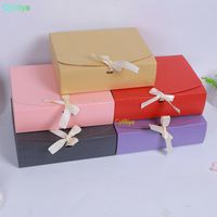 Wholesale 26 cm Large Black Gold Red Gift Box Cosmetic Bottle Scarf clothing Packaging Brown Paper Box with ribbon for Gift