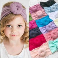 Wholesale INS Cute Colors Baby Girl Turban Nylon Headband fashion soft Candy Color Bohemia Girl Infant Hair Accessories Headband