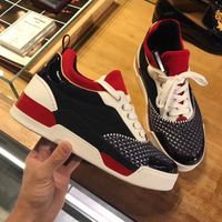 Wholesale Hot Sale asual Shoe Man Red Bottom Sneaker Flat New Designer Lace Up High Top Mixed Colors Black White Trainers Size