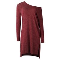 Wholesale New Personality Trend Fashion Autumn and Winter Sexy Round Collar Shoulder Side Open Long Sleeve Women s Dress
