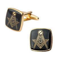 Wholesale High quality Copper Cufflinks Simple Gold Black Bottom Masonic Men s Suit Daily Accessories Gifts French Shirt Square Cuff Links