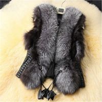 Wholesale Hot Gilet Female Black Faux Fur Vest Warm Winter Fur Jacket Coats for Women Colete Feminino Female Waistcoat Vest