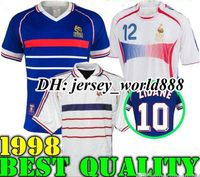 1998 France Retro Vintage Zidane Henry Maillot De Pied Uniformes De Football Maillots De Football Maillot De Foot Blanc Blanc