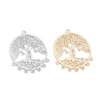 Wholesale doreenbeads fashion copper filigree stamping connectors round kc gold silver color tree of life pattern charms x mm