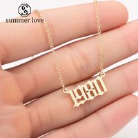 Wholesale Fashion Birth Year Jewelry on Neck Initial Letter Years Number Pendant Necklace Birthday Gift Charm Stainless Steel Necklaces Women Items