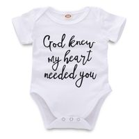 Wholesale Newborn Jumpsuit Baby Rompers Infant Baby Girl Boy Casual Clothes Letter Printed White Short Sleeve Toddler