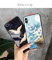 Wholesale XS mobile phone shell China wind flying crane painted glass anti fall all inclusive iphXS MAX mobile phone shell for
