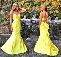 Wholesale Long Mermaid Yellow Prom Dresses Sweetheart Neckline Hollow Back Fashion Evening Party Gowns Plus Size Customize
