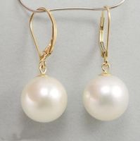 Wholesale Jewelryr PEARL Earring NATURAL WHITE ROUND MM AUSTRALIAN SOUTH SEA PEARL Leverback EARRINGS