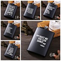 Wholesale 8oz Stainless Steel Hip Flask English Letter Black Personalize Flask Outdoor Portable Flagon Whisky Stoup Wine Pot Alcohol Bottle VT0819
