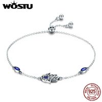 Wholesale WOSTU Lucky Design Sterling Silver Fatima Hands Royal Color Chain Link Bracelets For Women Fashion Jewelry Gift CQB076 CX200702