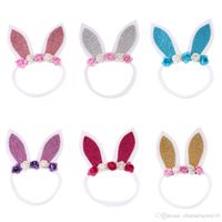 Wholesale Baby Easter Bunny Ears Headband For Festival Kids Fashion Rabbit Ears Bow Cute Accessories Colors