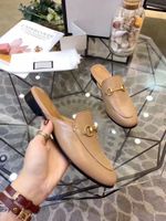 Wholesale Designer Luxury new colors princetown slipper mules loafers Khaki all brown leather slippers for women men casual loafers mule big size