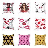 Wholesale Kiss Lips Pillow Case Lipstick High Heel Girl Home Pillowcase Valentine Day Wedding Engagement Anniversary Day Decorative Pillow Cover