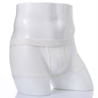 Wholesale Men s Sexy Underwear Boxer Briefs Low Rise See through Bulge Pouch Underpants Lingerie Boxer Shorts Hollow Out Mesh Male Panties Black White