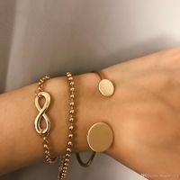Wholesale New Fashion Multilayer Bracelets for Women Unique Irregular Round Sequins Wristband Gold Silver Plated Link Chains Bangles