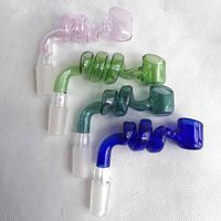 Wholesale Colorful spiral Twisted Pyrex Glass Banger Nail Bucket Oil burner Smoking Accessories mm mm male female For Rigs Bongs Hookahs Bubbler