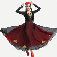 Wholesale Women Xinjiang national costume Uygur dancer clothing carnival fancy apparel sets female Chinese folk dance stage performance wear