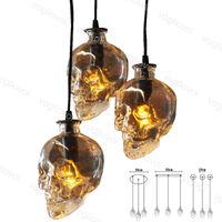 Wholesale Pendant Lamps Skull Head V Vintage Fixture Transparent Glass Hanging M For Indoor Dinning Room Cafe Bar Home DHL
