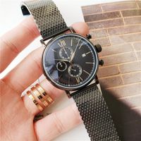 Wholesale Hot sale brand watches for men stainless steel mesh strap mens watch quartz chronograph movement auto date high quality designer clock