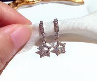 Wholesale Super glittering cute new ins trendy fashion luxury designer diamond zircon lovely star clip snap earrings for woman girls