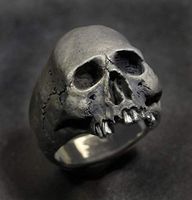 Wholesale New Fashion Men s Punk Vintage L Stainless Steel Skull Ring Gothic Horror Skull Jewelry For Boys Size