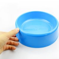 Wholesale Dog Round Single Bowl Plastic Dogs Food Bucket Resin Feed Rack Pet Drink Water Supplies Yellow Blue jy C1