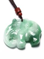 Wholesale Natural green jade Carved Elephant Chinese Jade Lucky pendant necklace