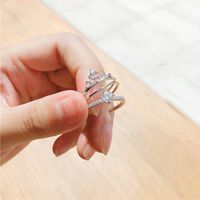 Wholesale Hot sale high quality Fashionable double layer diamond rings simple style lady s solitaire ring jewelry accessory