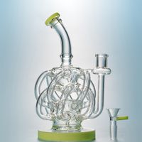 Wholesale 2021 Unique Design Recycler Hookahs Tube Glass Bong Vortex Dab Oil Rigs Super Cyclone Waterpiopes Bongs Rig Inline Perc Withj Bowl XL137