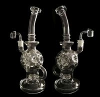 Wholesale facebook great Exosphere holes Mutiholes fab egg Glass Bongs recyle Oil Rigs Hot Glass Design Eggosphere combo of ball rig with fab egg