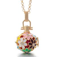Wholesale 2019 Styles Flower Ball Pendant Locket Necklaces Brass Metal Baby Chime Necklace Stainless Steel Chain Women Jewelry Charm GIft