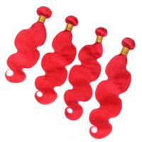 Wholesale Red Colored Indian Virgin Human Hair Body Wave Wavy Weaves Bright Red Human Hair Bundles Deals Best Indian Hair Wefts Extensions