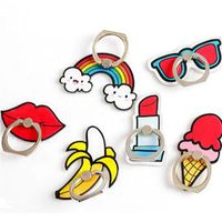 Wholesale Universal Rainbow Cartoon Ice Cream Finger Ring Stand Holder for IPhone Pro Max XS MAX XR with Retail Box Christmas Gifts